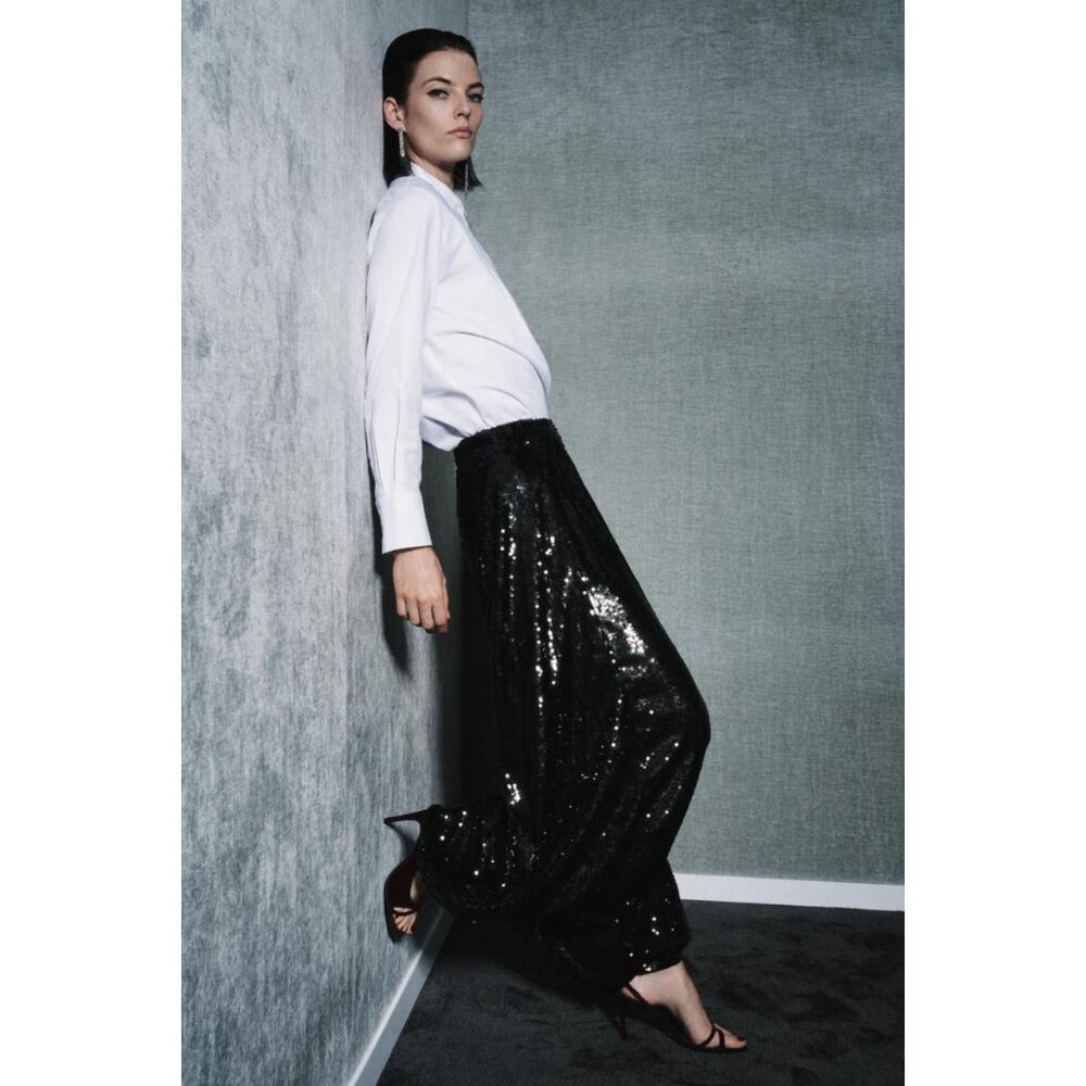 ZARA ZW COLLECTION LIMITED EDITION SEQUIN PANTS - Picture 2 of 9